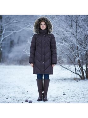 LONDON fog black faux fur hooded jacket size large